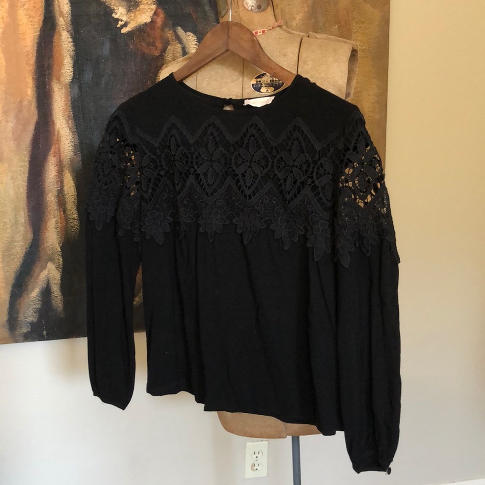 Black shirt with lace at top